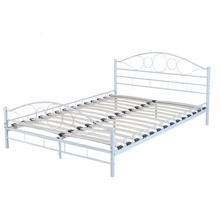 White / Black Iron Double Bed , Wrought Iron Double Bed Rust Proof
